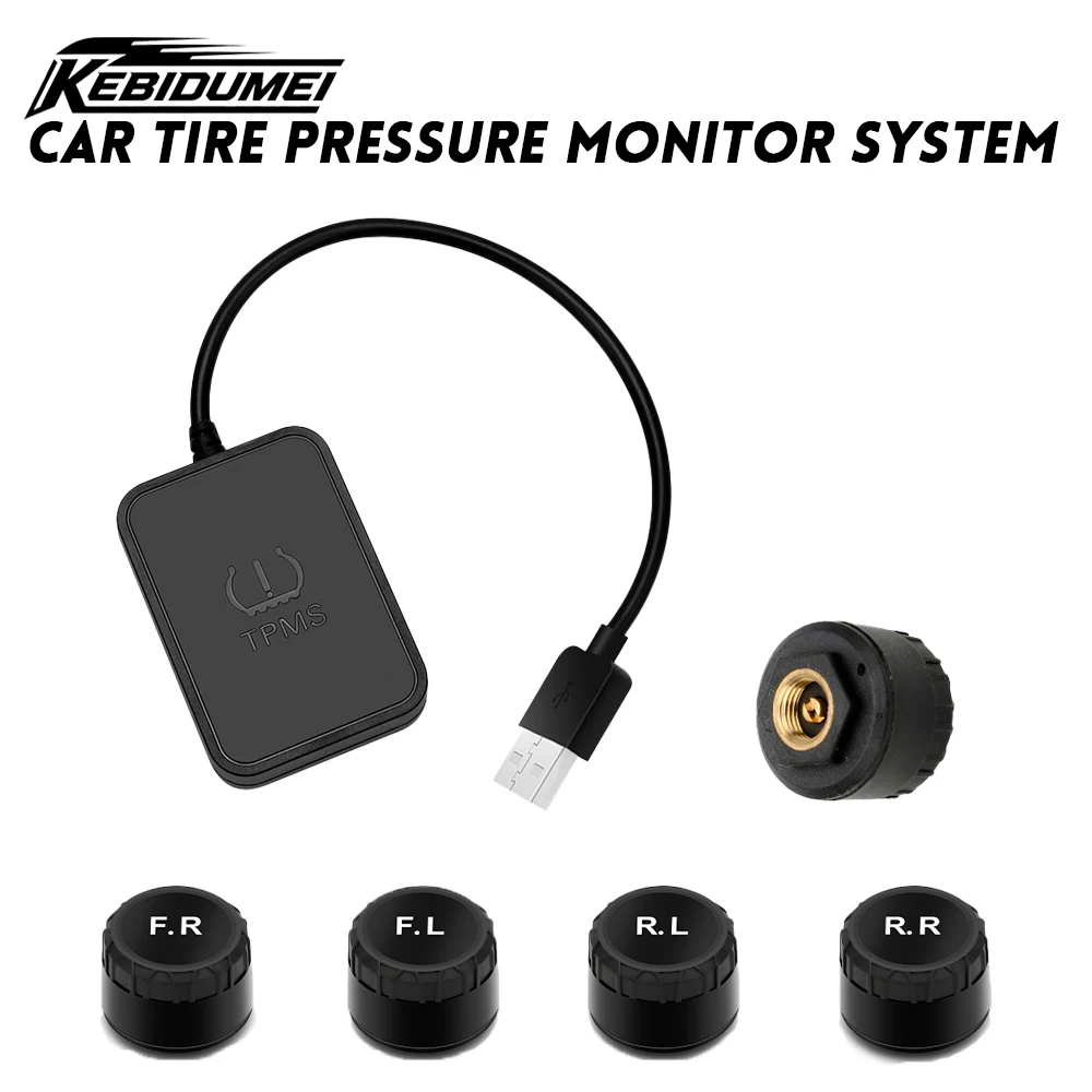 KEBIDUMEI système de surveillance de la pression des pneus de voiture USB Android TPMS pour lecteur de Navigation capteurs d'avertissement de température accessoires de voiture