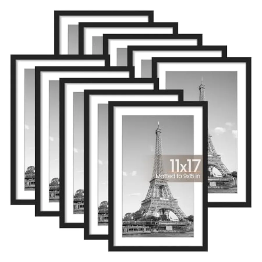

Набор из 10 фоторамок для демонстрации фотографий 9x15 с паспарту или без, коллаж из нескольких фоторамок для настенного размещения