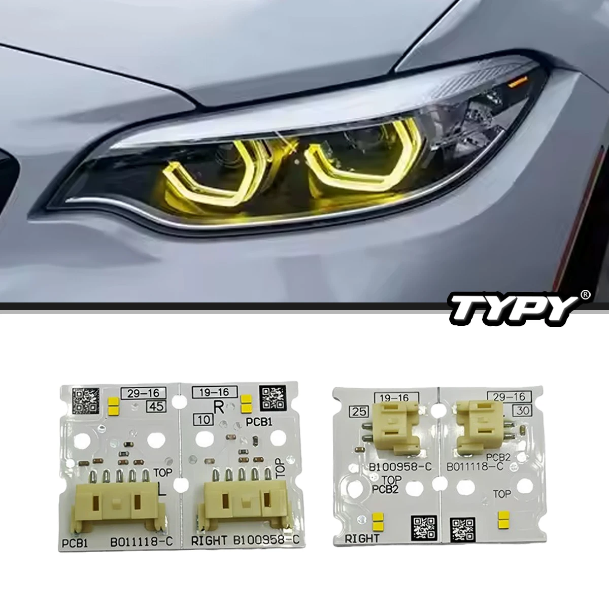 

M2 Желтая светодиодная плата в стиле CSL Обновление модуля фар DRL для BMW 2 серии F22 F23 F87 LCI 63117494851 63117494852