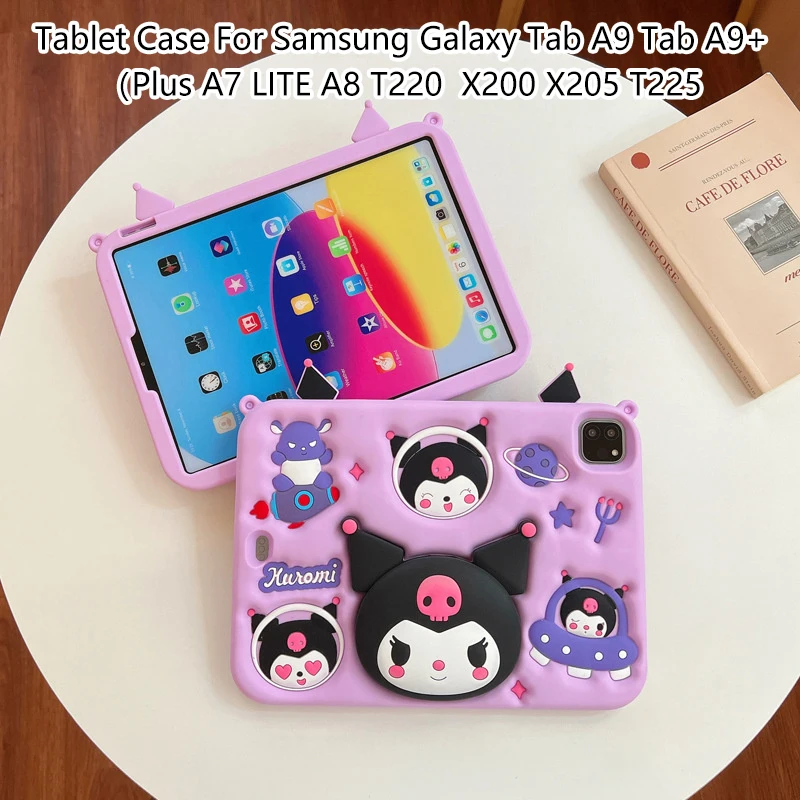 Kuromi Table Case For Samsung Galaxy Tab A9 Plus A8 X200 X205 A7 Lite T220 T225 Tablet Case Silicon For Tab A9 Kids Stand Cover