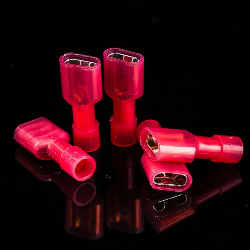 20 PCS FDFN1.25-250 Nylon Insulated Tab Terminals - 22-16AWG Quick-Disconnect Kit for Automotive Lighting Repair (M/F Pair)
