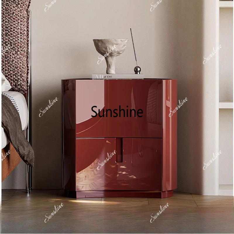 

Italian light luxury high-end paint bedside storage cabinet bedroom bedside storage cabinet