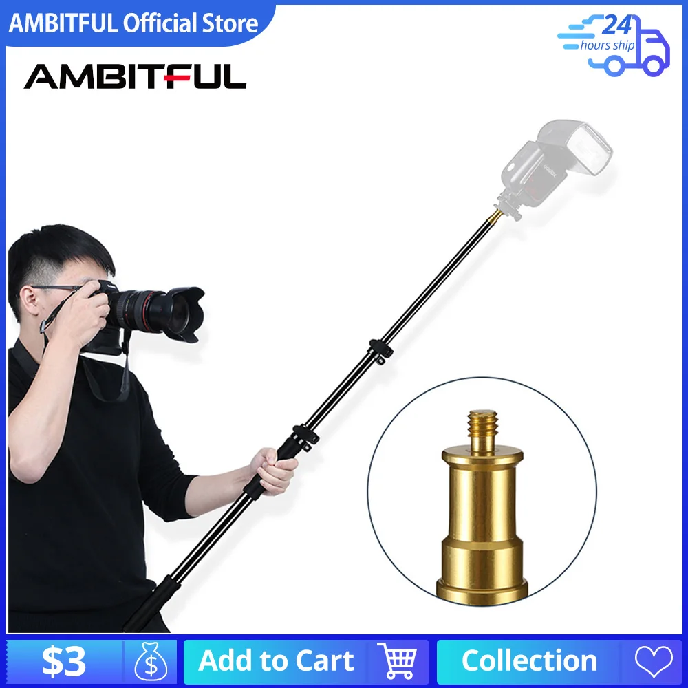 

25.5"-62" / 62-157cm Extension Support Rod photography Flash Speedlite Stick Rod Photo Studio Microphone Boom Pole Handheld Grip