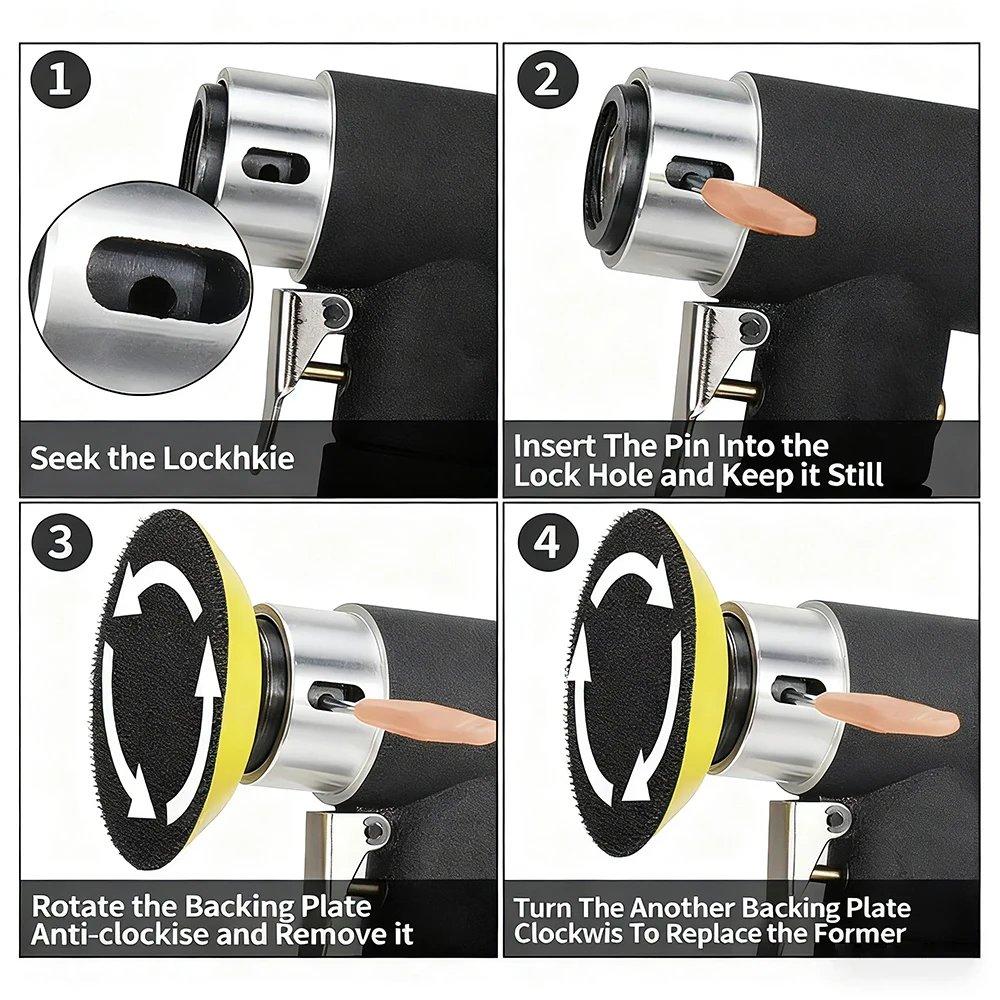 1/2/3/4/5 بوصة تلميع الرملي الوسادة الهوائية ساندر القرص دعم لوحة هوك وحلقة M6 M8 الموضوع لأداة دريمل طاحونة الدوارة #5