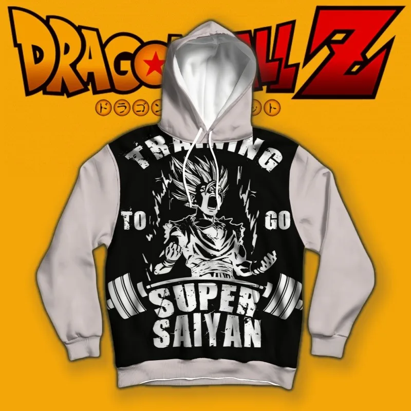 

Dragon Ball Hoodie Training To Go Super Saiyan Character Print Unique Bandai Inspired Fitness Design Must Have for Anime Fans