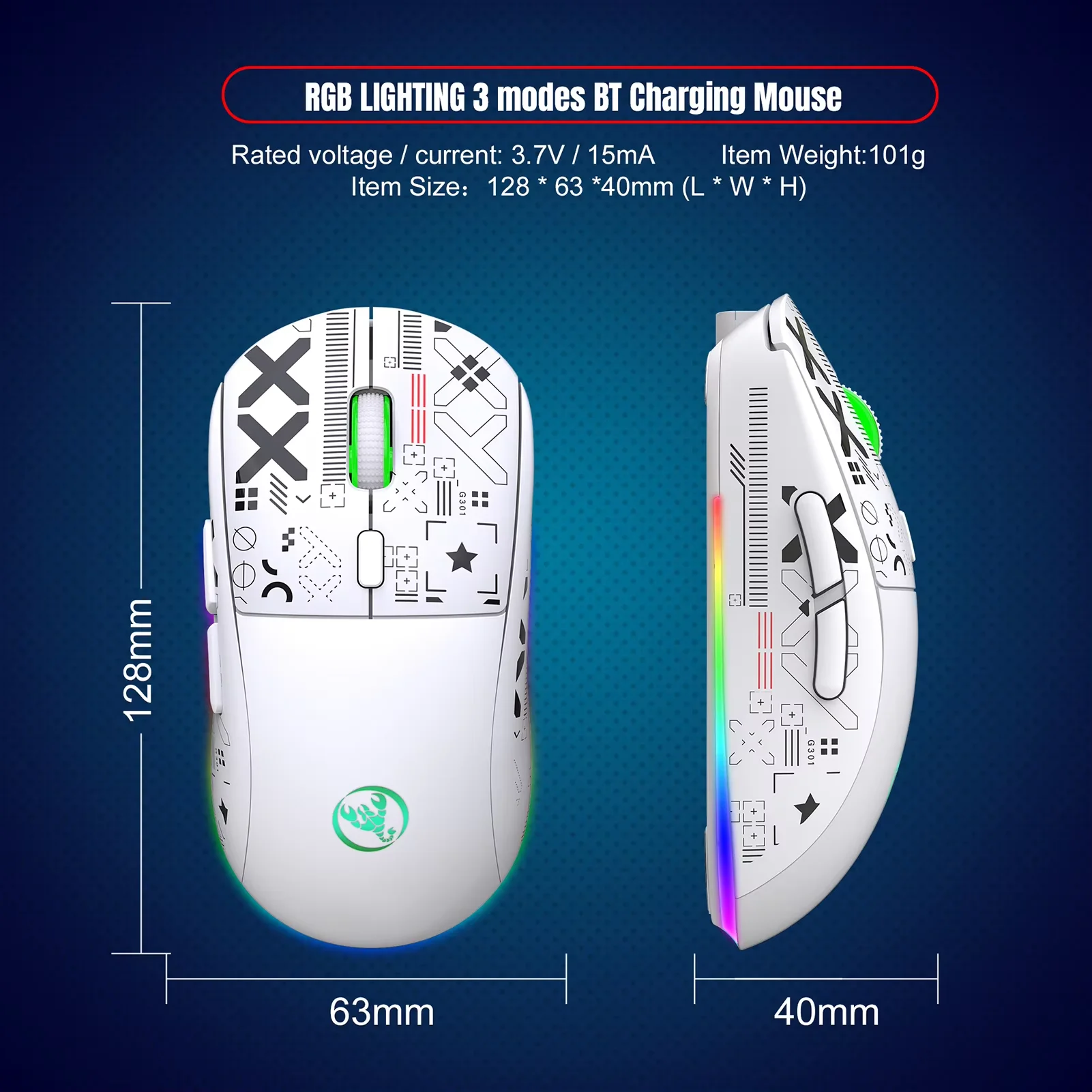 KSTOP T90 2.4G Wireless Mechanical Mouse RGB Gaming Mouse Ergonomic 3600DPI Bluetooth Mouse 6 RGB Lighting Modes Mice For Gaming