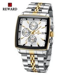 REWARD VIP Mens Watches Waterproof Luminous Sport Watches for Man Stainless Steel Wristwatch Chronograph Date Stopwatch