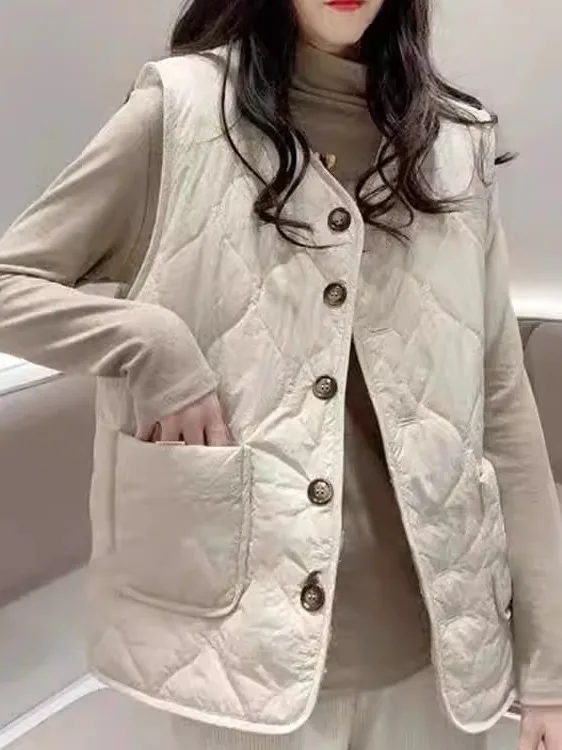 

Autumn Winter Lamb Fur Diamond V-ne Double-sided Women's Loose Fce Vest Korean Sle oulder Pad Svel Jaet