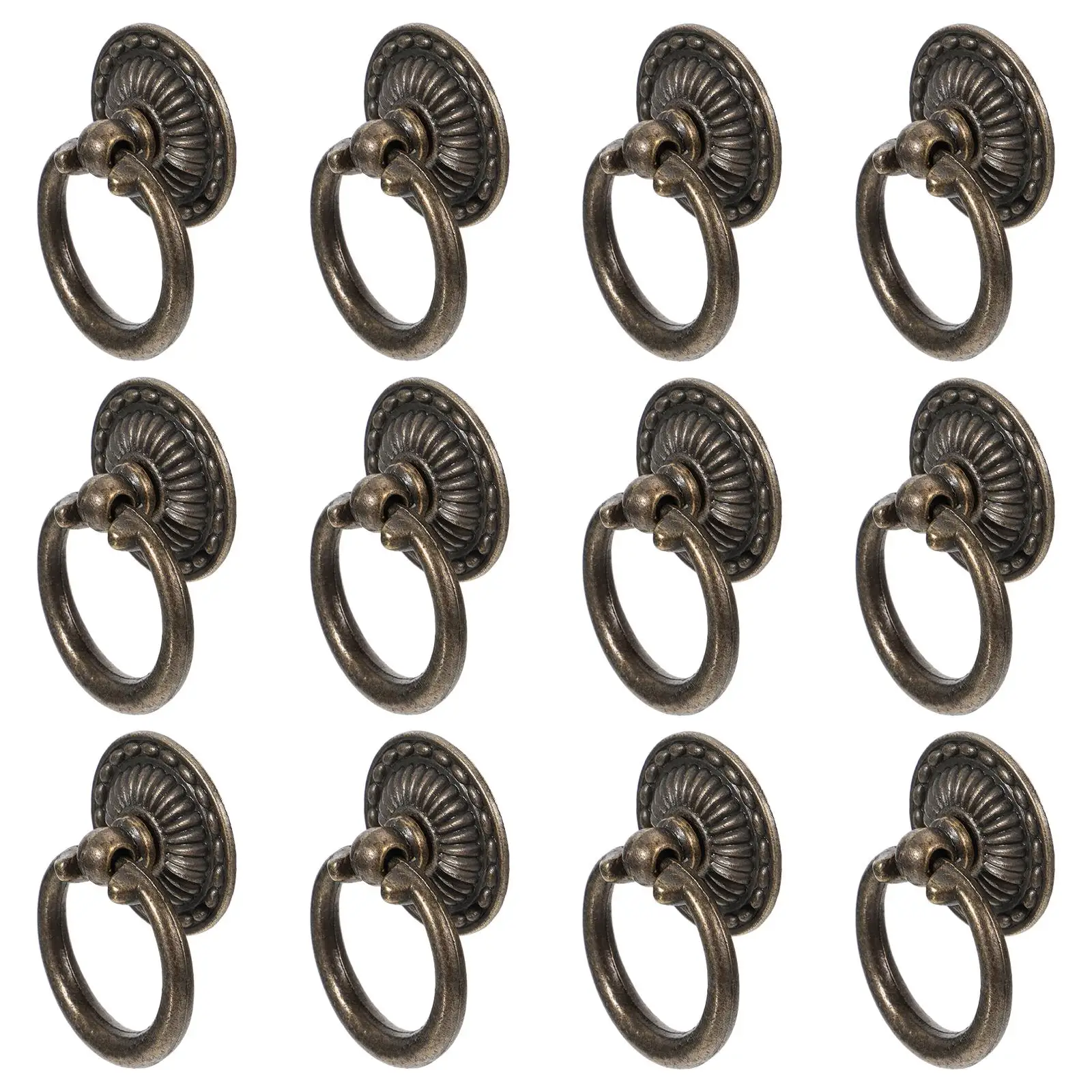 

12pcs Vintage Drawer Handle Cabinet Knobs Round Farmhouse Zinc Alloy Pull Handles for Furniture Door Decor