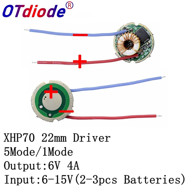 XHP50 6V LED Driver 22MM DC7V-15V Input 2400mA Output 5Mode /1Mode For XHP50 LED Light Lamp