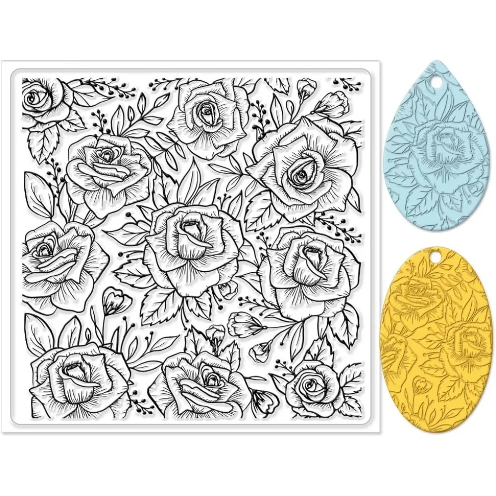 Hojas de textura de arcilla polimérica, hojas de sellos con textura de silicona de fondo rosa para estera de textura de arcilla polimérica para hacer pendientes