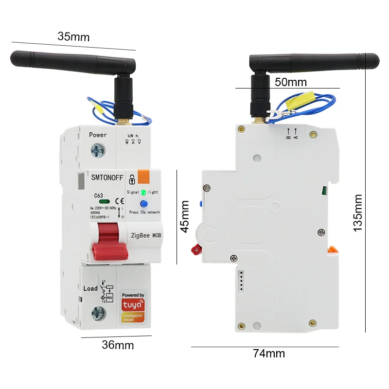 Zigbee Tuya 1P Smart MCB contatore prepagato Timer interruttore tensione protezione corrente controllo vocale Alexa Google Alice