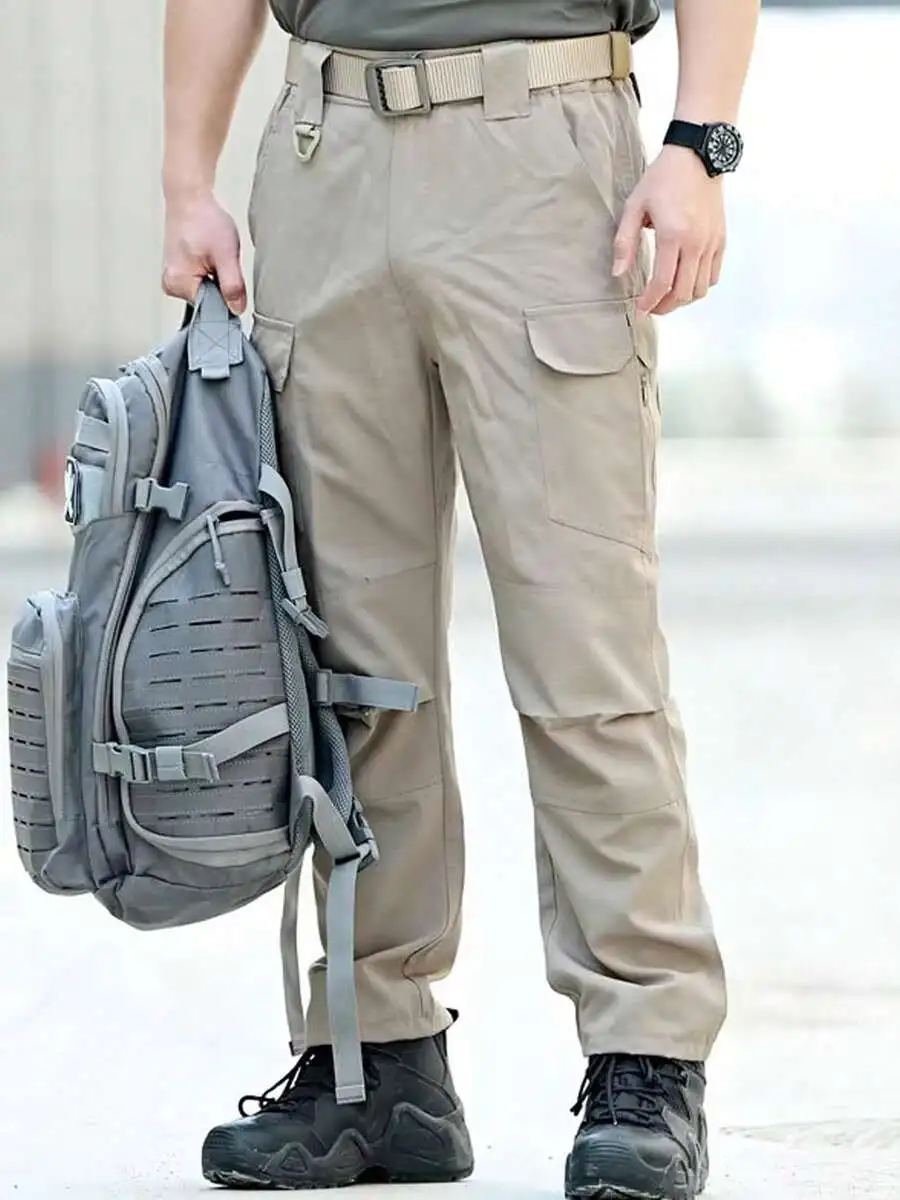 Mens Multi Pocket Cargo Pants For Outdoor Hiking Mountaineering Commuting