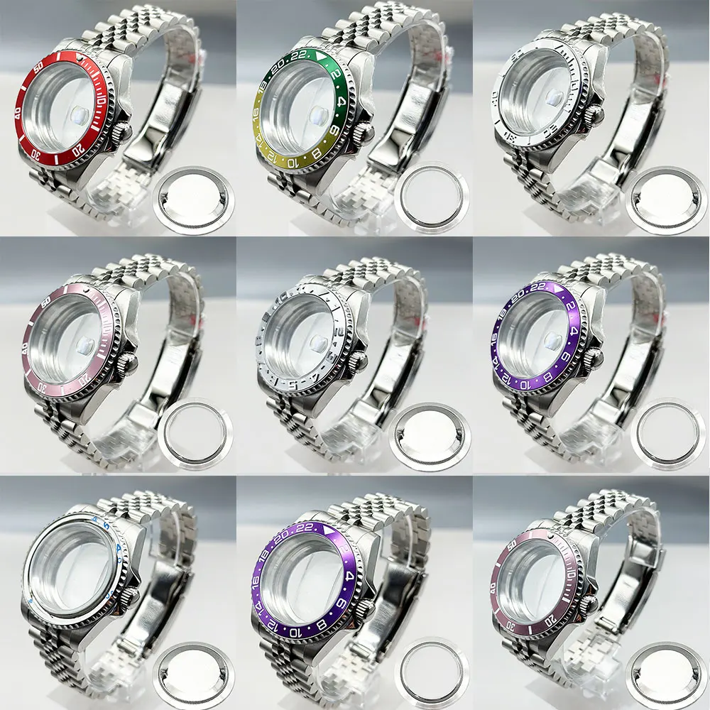 8215 NH34 watch Case 40MM Watch Accessories With Strap Sapphire Crystal Waterproof For GMT NH35 NH34 Movement 28.5 Dial