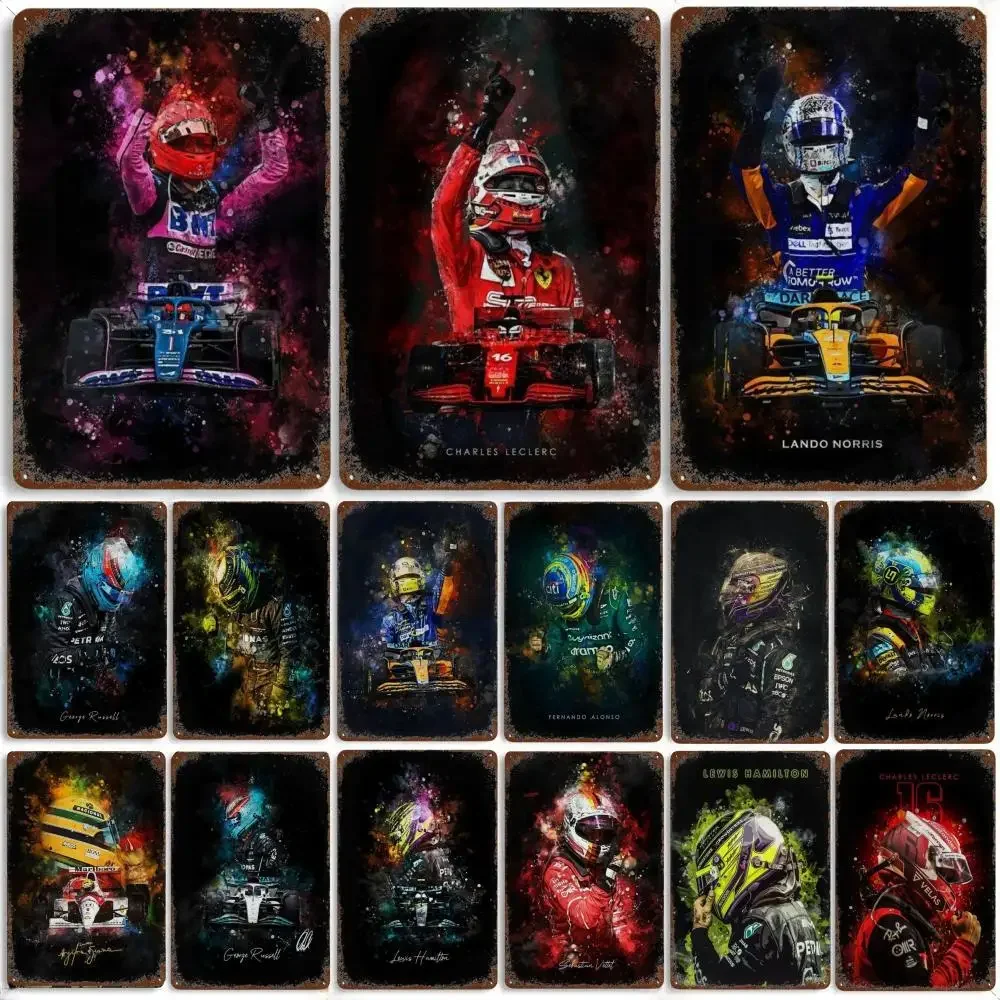 Винтажный-f1-формула-1-гонщик-Легенда-Льюис-Гамильтон-плакат-металлическая-фотография-стены-для-оформления-таблички