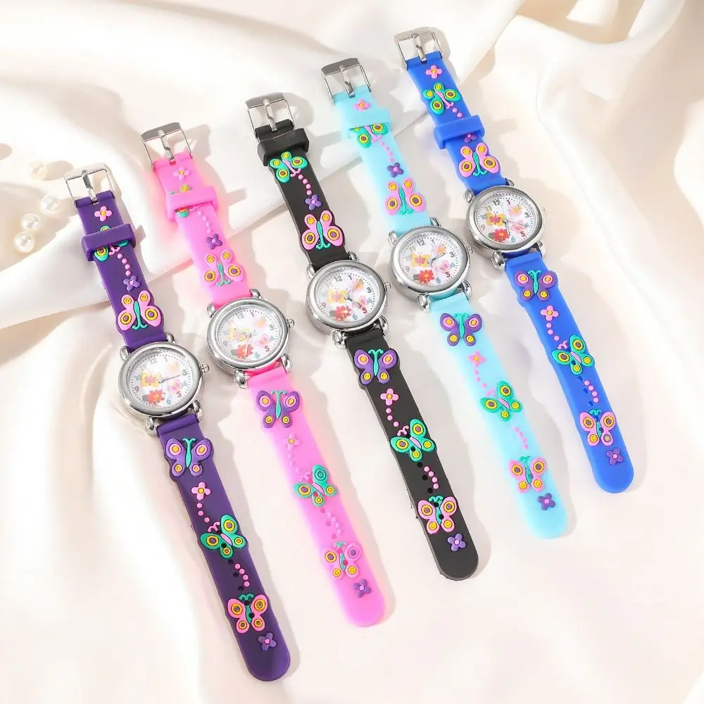 High Quality Plastic Watchband Wristwatch Round Cartoon Quartz Watch Cute Casual Clock