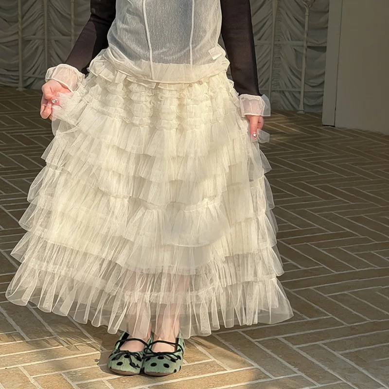 Spring 2026 Girls Little Fairy Princess Half Skirt Kids Fashion Medium To Long Cake Yarn Skirt Boutique Clothing