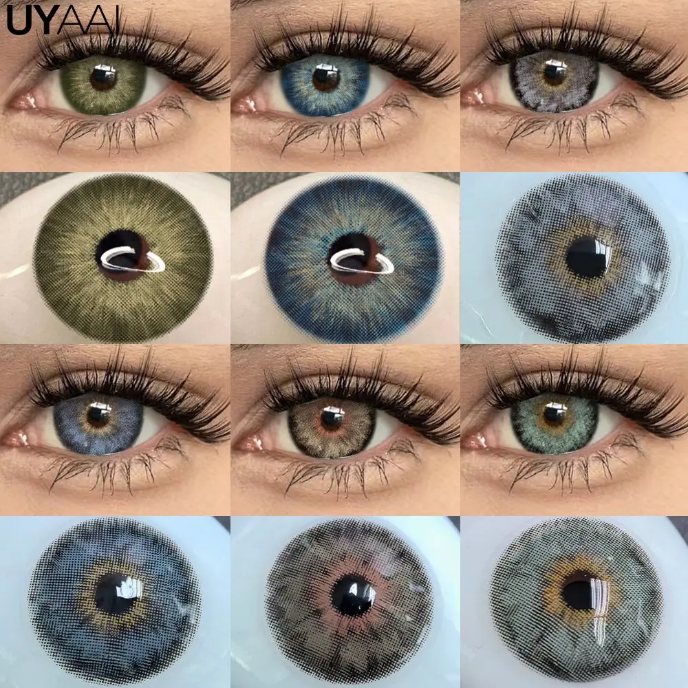 UYAAI Farbkontaktlinsen Kosmetik Augenfarbene Linsen Make-up Schwarze Linse Colorcon Wasser Hellbraun Natürliche Schönheitskontakte