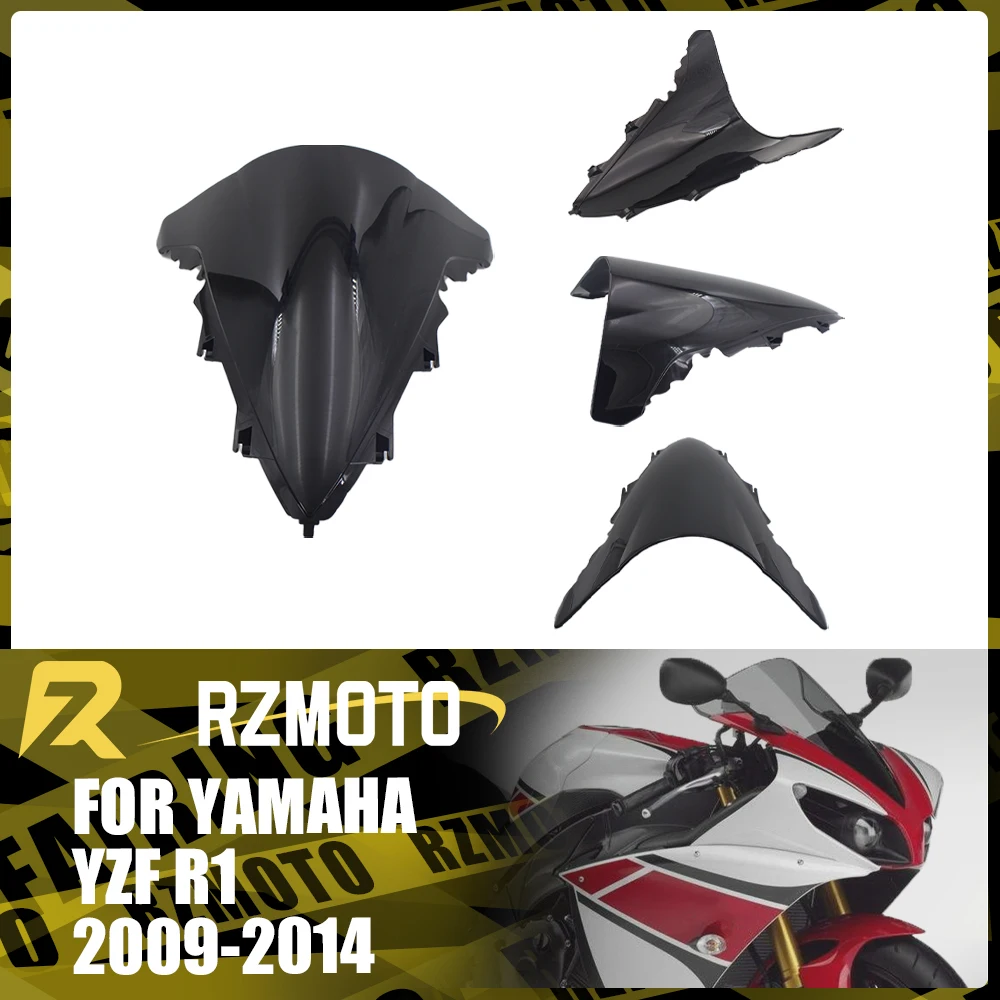 YZFR1 Motorcycle Accessories Windshield For YAMAHA YZF-R1 2009-2014 Front Double Bubble Wind Deflector Windscreen Black