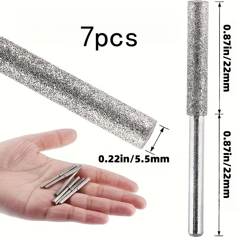 7pcs 5.5mm Ti-Coated Burr, Multi-Purpose for Metal Deburring & Mold Polishing