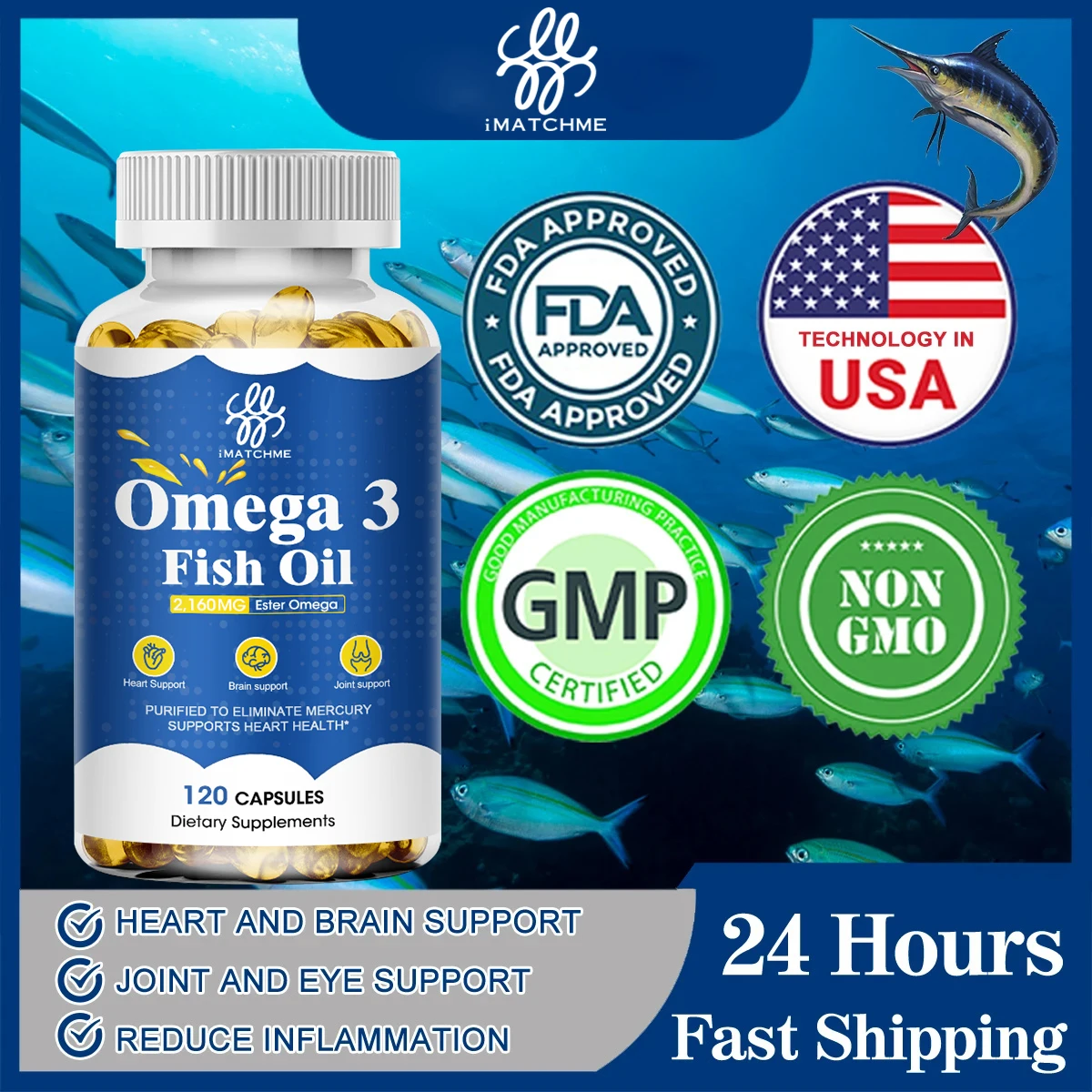 

Omega-3 fish oil-benefits the cardiovascular system, protects eye fatigue, cognitive function, and learning ability, Boost Brain