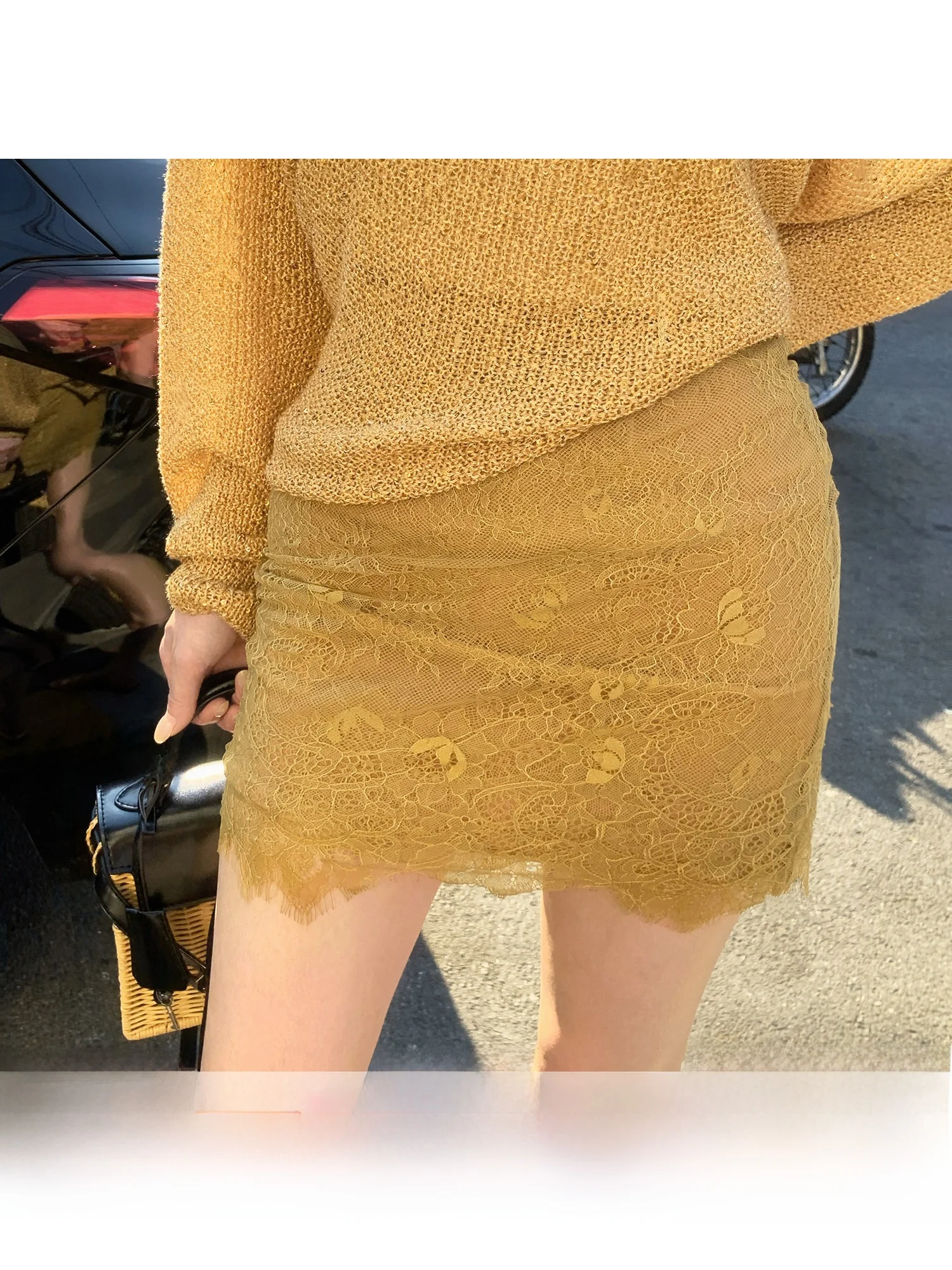 

Original Design Velvet Lace Half Skirt Women's Spring New Chinese Style Moss Studio Late Mountain Floral Affairs