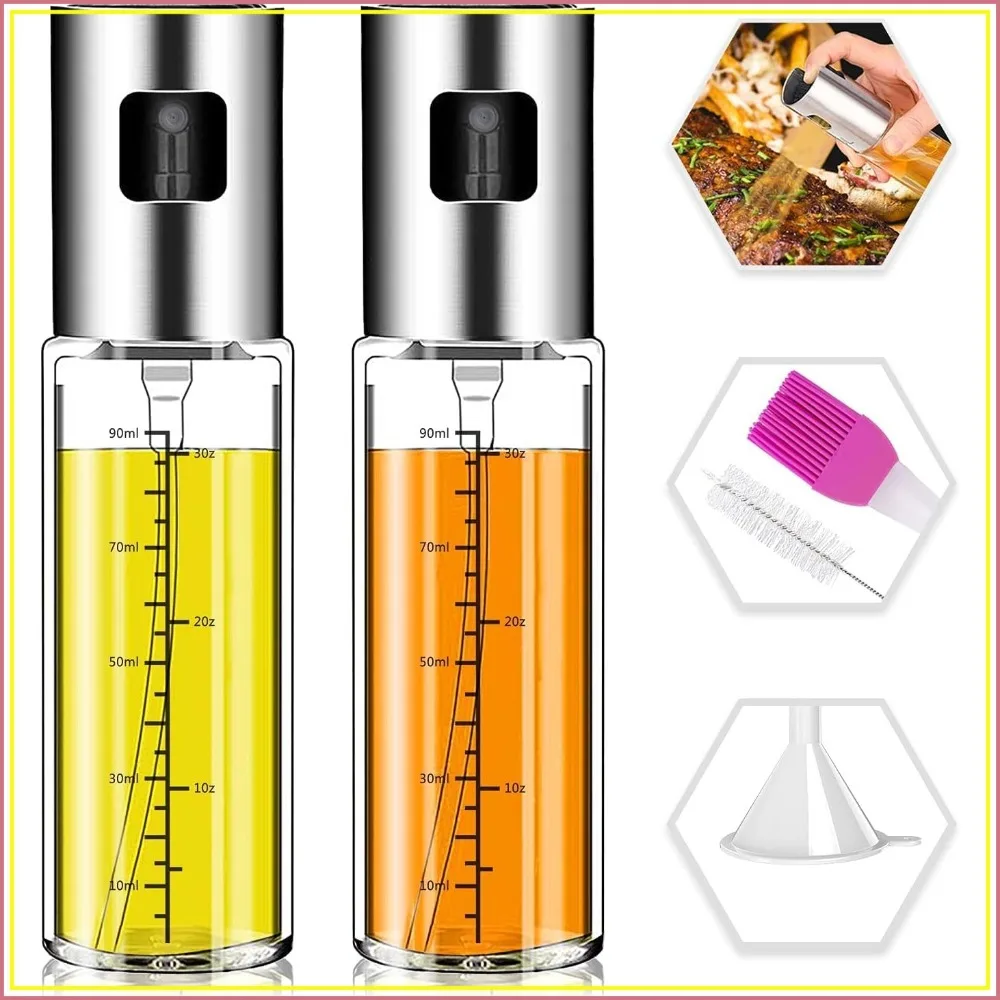 

Oil Sprayer for Cooking, 2 Pack Upgraded Olive Oil Mister Refillable with Scale, Air Fryer Accessories for Kitchen, Salad, Baking, BBQ, Frying