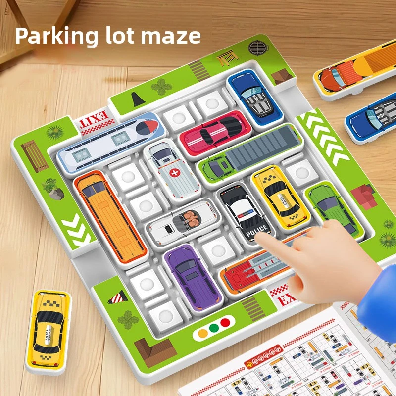 Juego de rompecabezas educativo para niños para pensamiento y concentración lógica, estacionamiento con vehículos móviles y juguetes laberinto