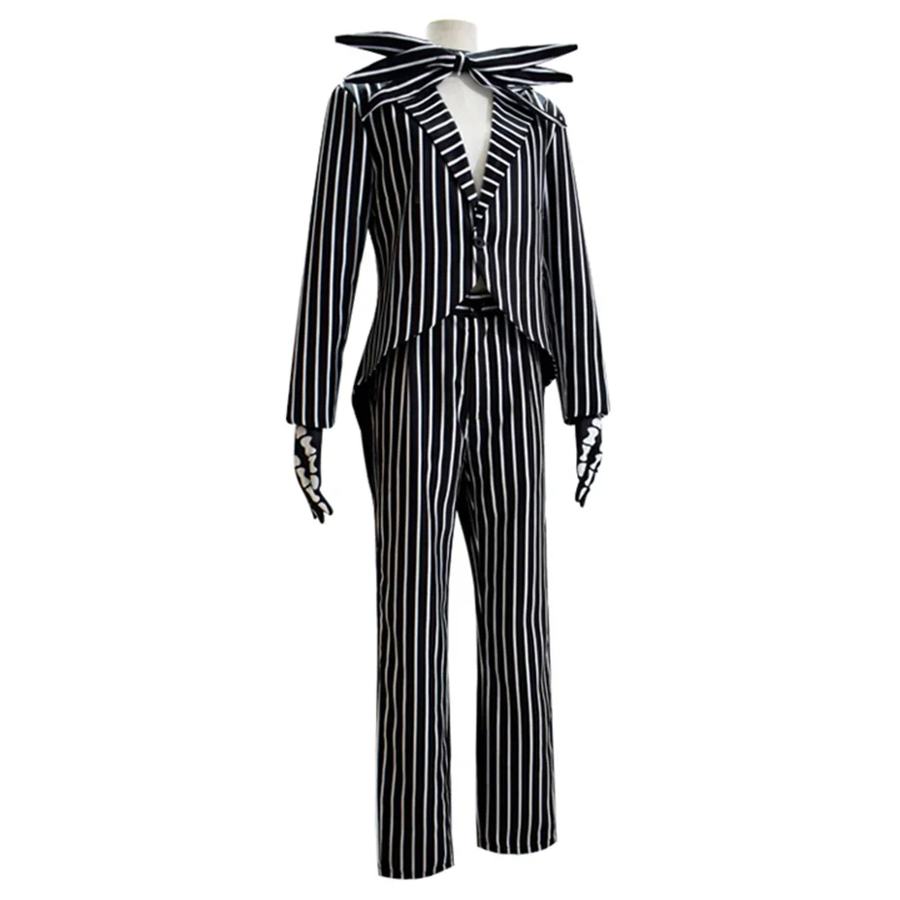 الزي رجل هالوين كرنفال حفلة تنكر البدلة جاك تأثيري Skellington تأثيري حلي للكبار الرجال فانتازيا سترة السراويل