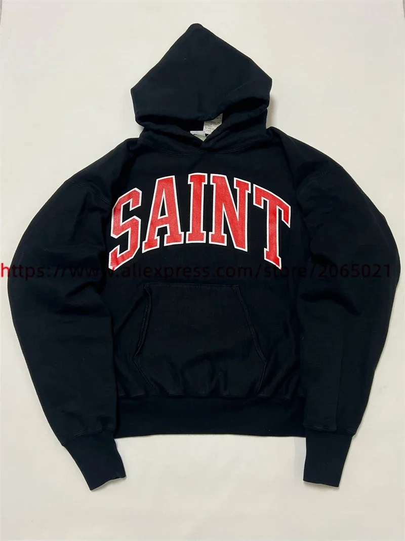 SAINT ARCH Hoodie Men Women 1:1 High Quality Vintage Cracked Retro Print Pullovers