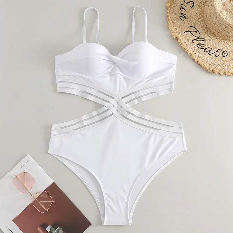 2024 Push Up Swimsuit One Piece Sexy Monokini Solid Swimwear Women Bathers Bathing Swimming Swim Suit Female Summer Beachwear