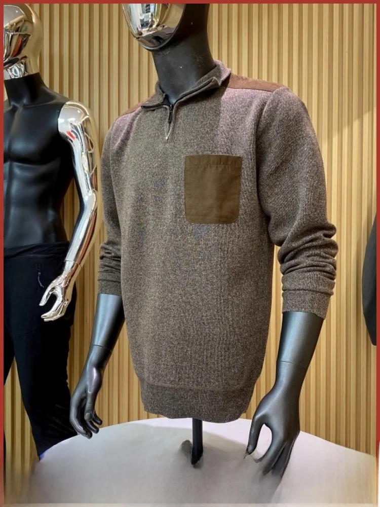 

Men's Casual Knitted Sweater f Zipper Stand Collar Warm Leisure Polyester Fiber Long Sve Faion Urban Sle Winter Top