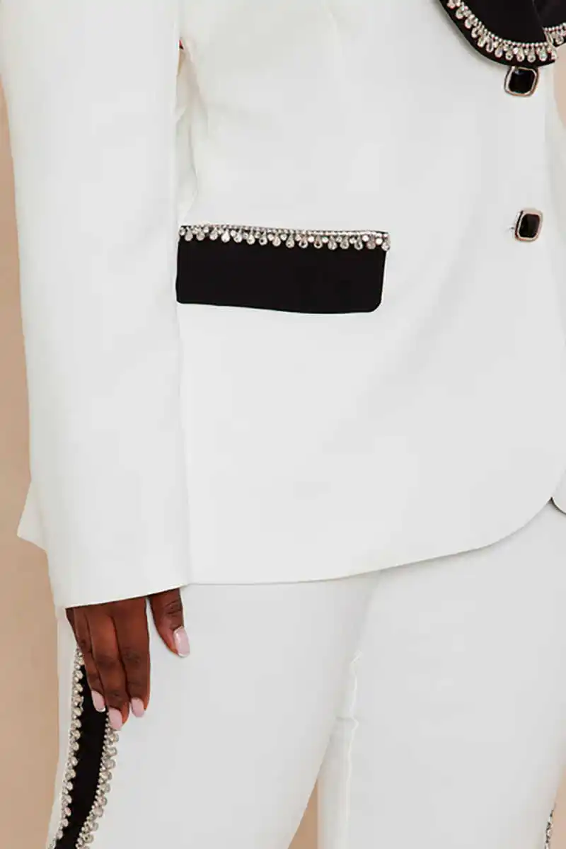 Sexy Beading Women Suits Single Breasted Plus Size Jacket Shawl Lapel Power Casual Dress Customized