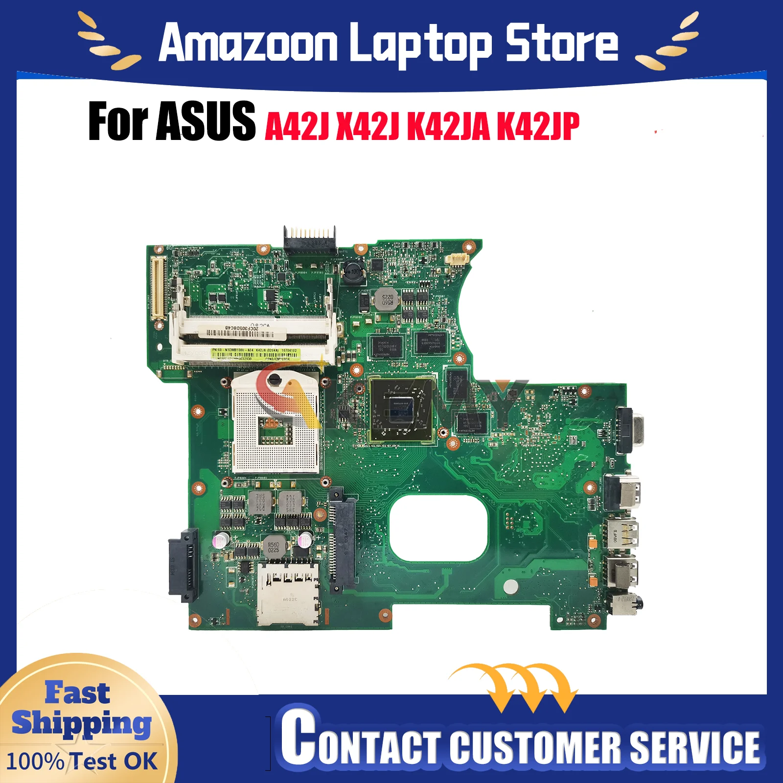 

K42JA Laptop Motherboard For ASUS K42JZ K42JA K42JR K42JY X42J K42JE A42J K42JC K42JP K42J K42JZ Mainboard 100% tests fast ship