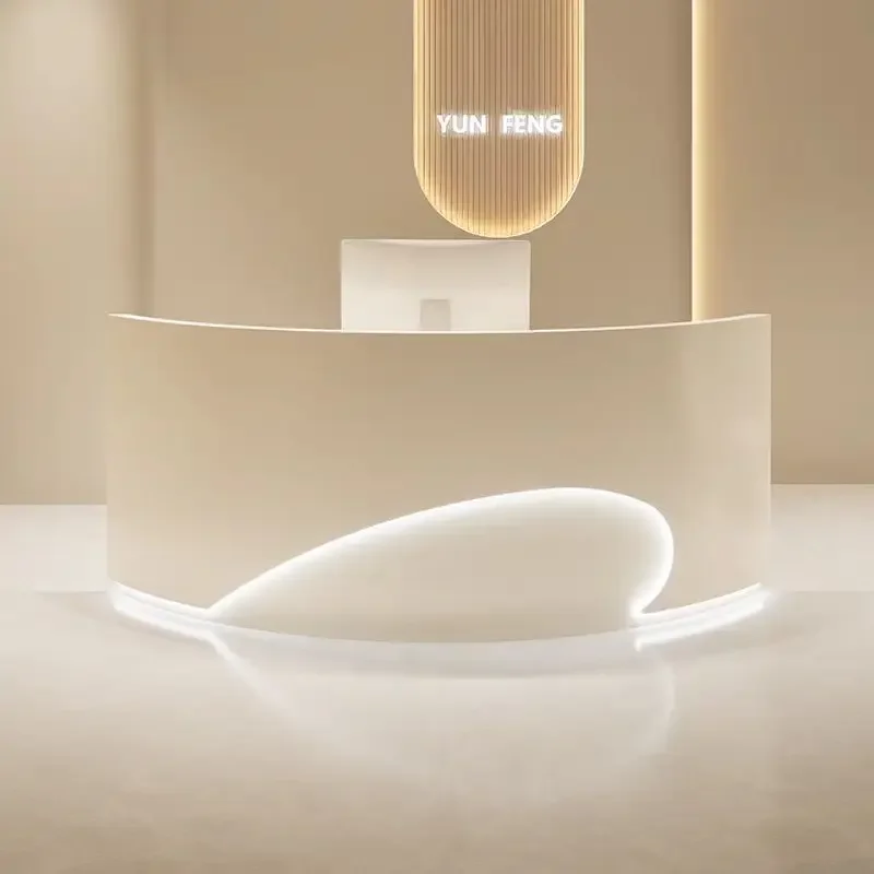 

Modern Company Reception Counter LED Lights Cash Register Front Desk for Clothing Store Hotel Beauty Salon Office Desks