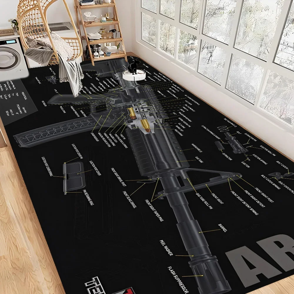Black Ar 15 Ak47 Gun Room Mats Anti-slip Absorb Water Long Strip Cushion Bedroon Mat Household Carpets