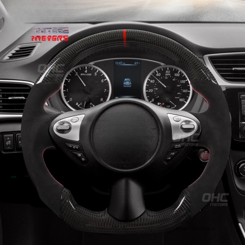Suitable for Nissan 370Z carbon fiber suede steering wheel modification car steering wheel