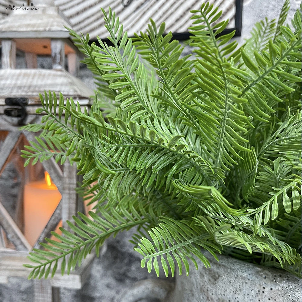 SunMade INS Feather Fir Grass Plastic Artificial Plants Home Wedding Decoration Garden Decor Plantas Artificiales Fake Leaves
