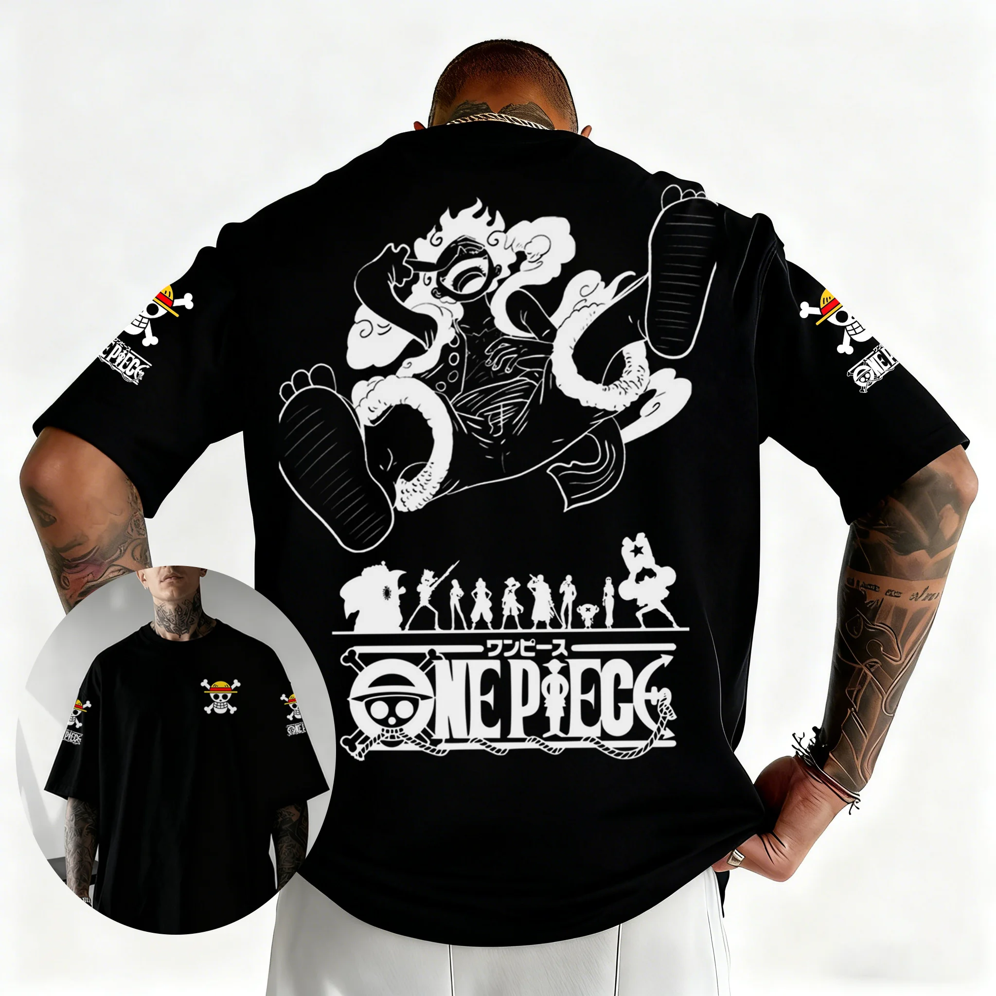 

Цельная мужская футболка Monkey D. Luffy, японское аниме Y2k, летняя детская футболка с короткими рукавами для мальчиков, высококачественный топ для родителей и детей