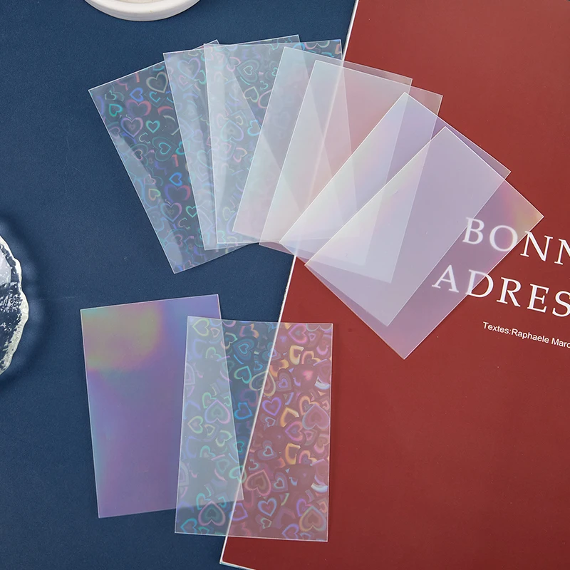 50Pcs/pack Glittery Love Heart Laser Kpop Idol Photocard Card Sleeve Photo Card Protective Storage Bag Student Stationary Supply