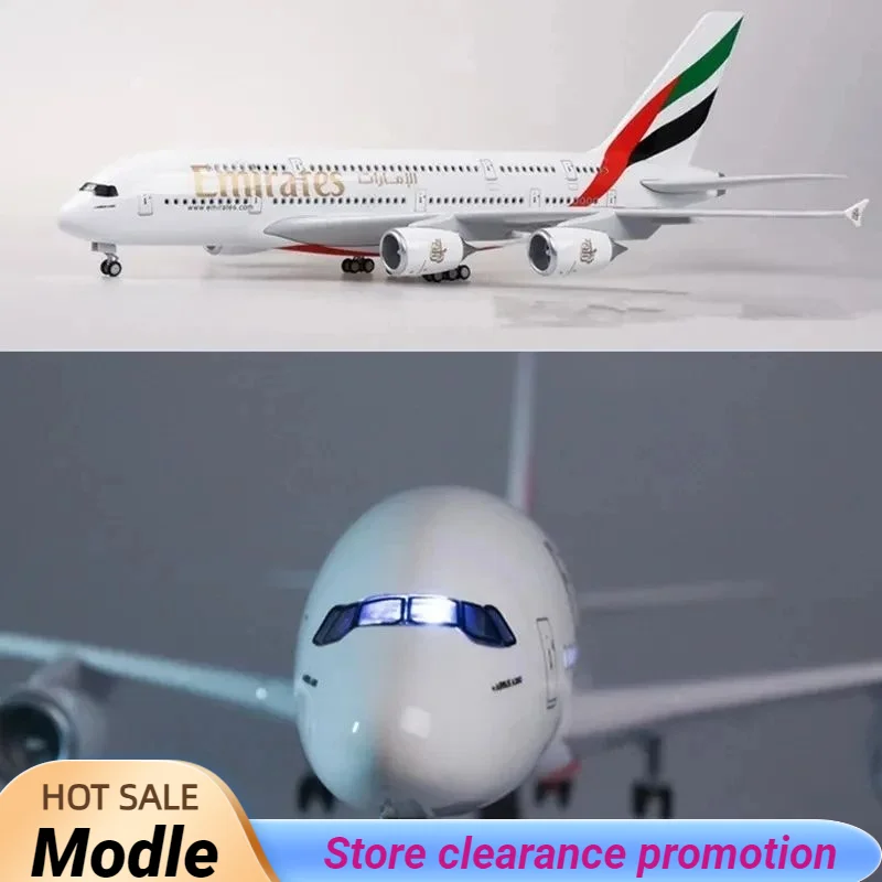 

45CM 1/160 Scale Diecast Model A380 Emirates Airways Resin Airplane Airbu with Light and Wheels Toy Airline Collection Figurine