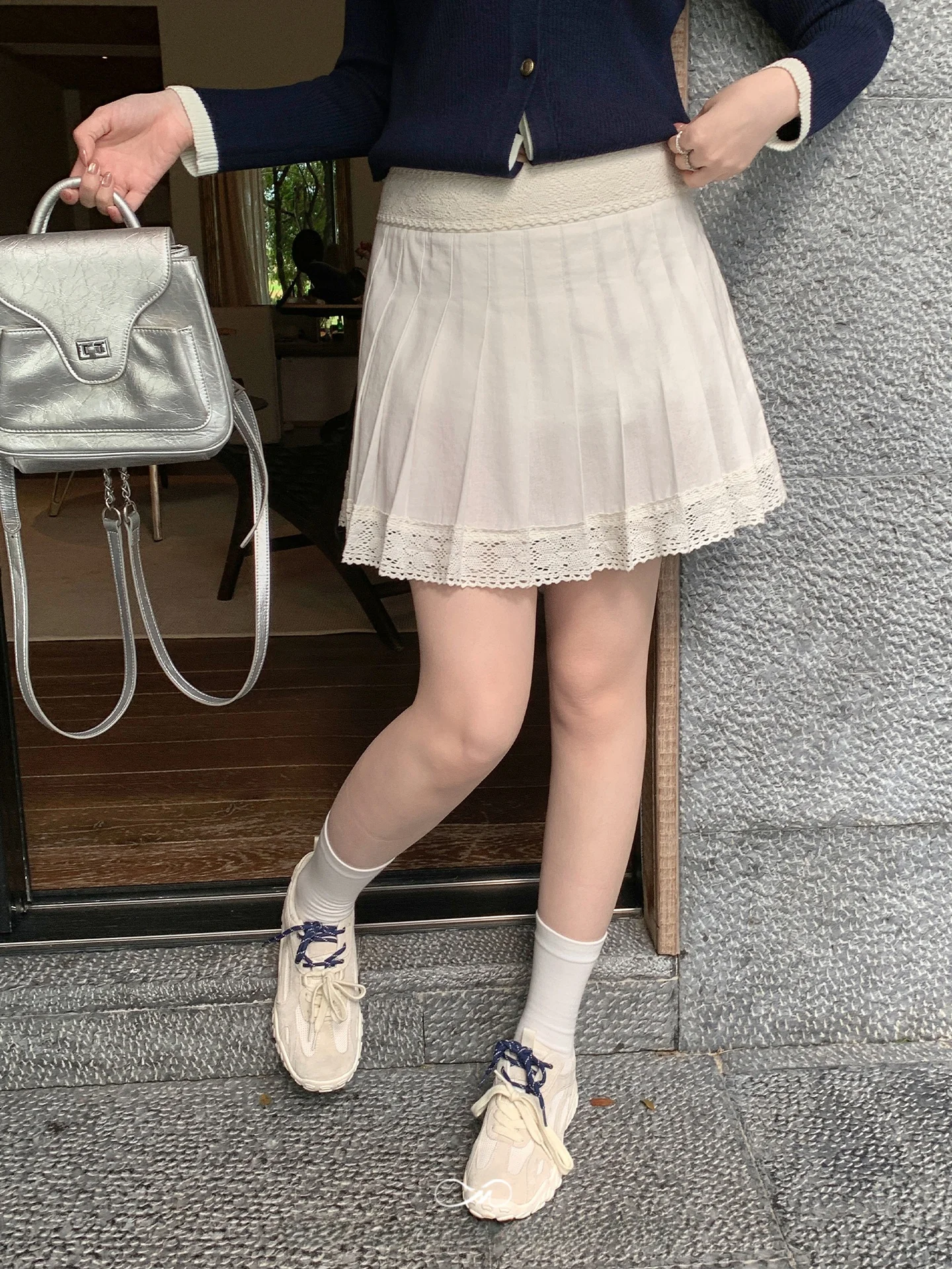 

Женская короткая юбка Maxixe больших размеров из хлопка и льна с пышной отделкой кружевом, плиссированная, с завышенной талией, стройнящая, весенняя мода