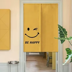Nordic Creative Happy Face Door Curtain Home Decorations Hanging Curtains Kitchen Bathroom Partition Curtain Japanese Noren