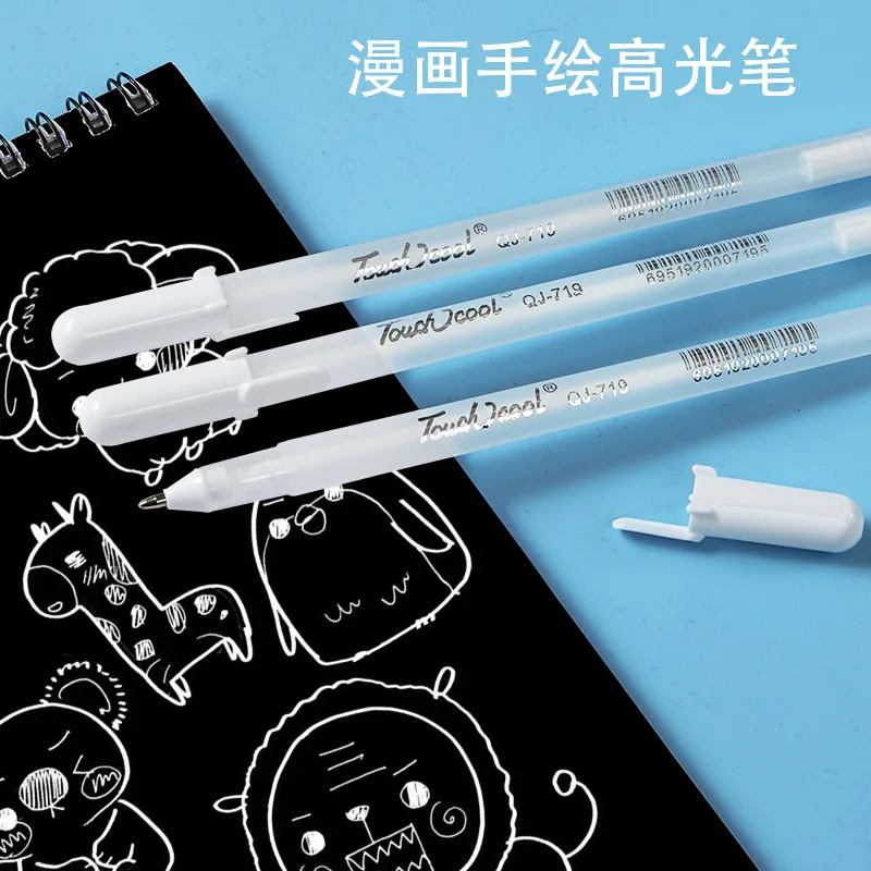 

3/5Pcs White Gel Pen 0.8mm High Light Marker Pen Black Cardboard Manga Painting Pen Art Sketch Drawing Stationery