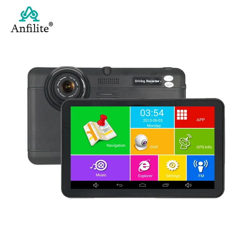 

Anfilite car Android GPS Navigator ROM 16GB RAM 1GB 7 inch dash cam 1080P video Recorder Registrar with free Europe maps