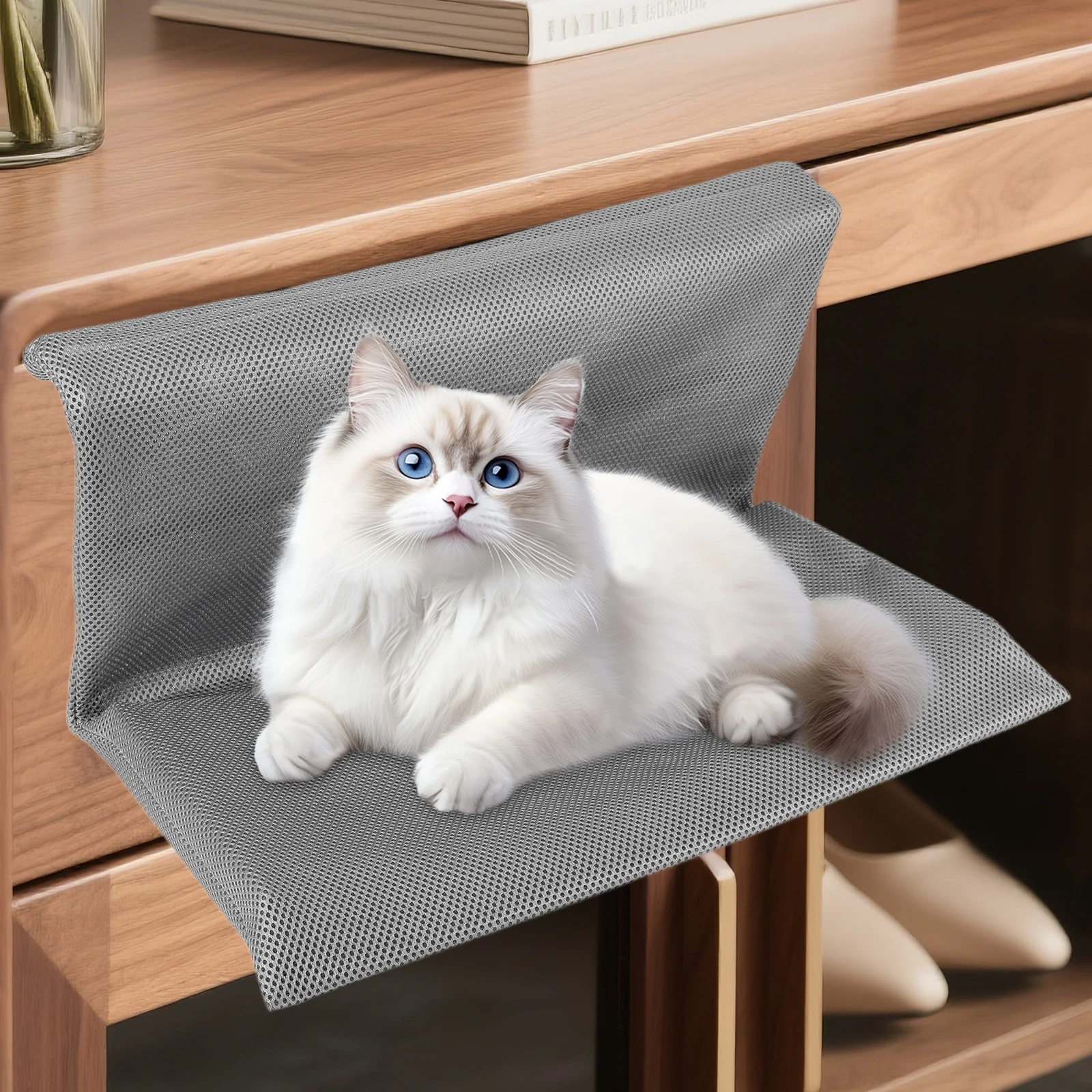 L-shaped Detachable Pet Hammock Removable Pet Cat Stand Bed Hanging Cat Nest Pet Sleeping Bed for Window Sill Balcony