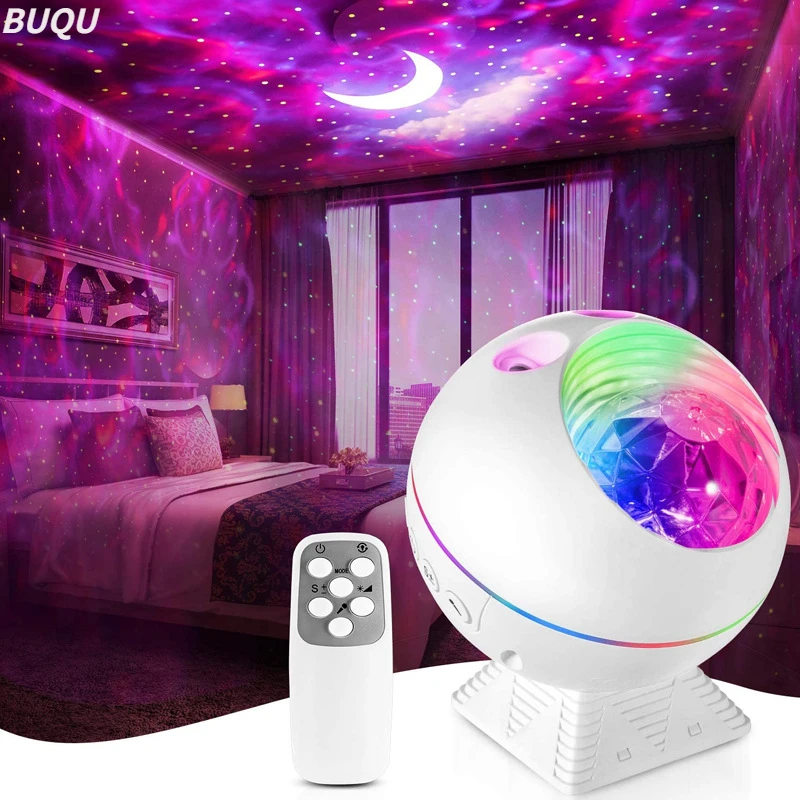 

BUQU Starry Sky Projector Night Light Child Blueteeth USB Music Player Star Projector Romantic Projection Lamp For Kids Gift