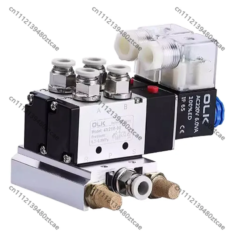 5 Way 2 Position Multi Voltage Pneumatic Solenoid Valve Manifold DC12&24V AC110&220V 2-8 Station With Fittings