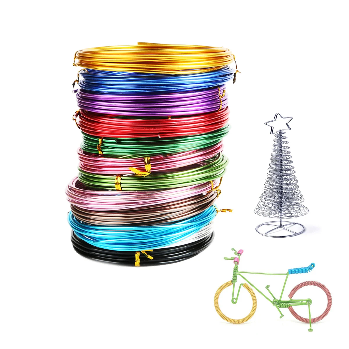 4~12 Rolls Multi-Colored Aluminum Craft Wire, Flexible Metal for Art Colored Jewelry Beading Wire for Craft Sculpture