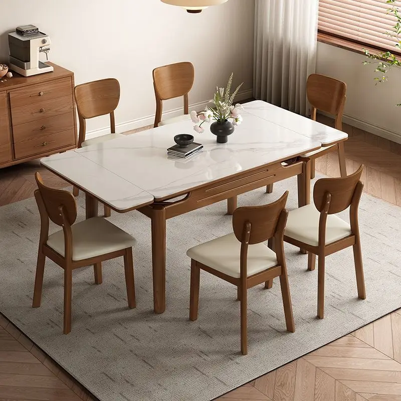 table Household small apartment rectangular solid wood dining table Modern simple square folding dining table